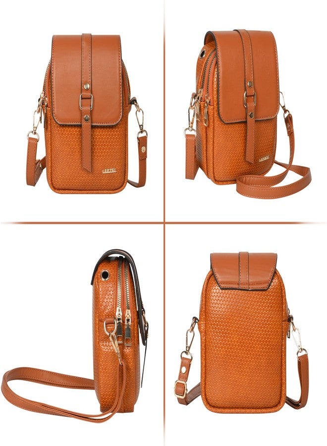 LEEZEL Solid Jute Texture Women's Hand Bag Vegan Leather Flap Sling Bag (Tan) - Image 3